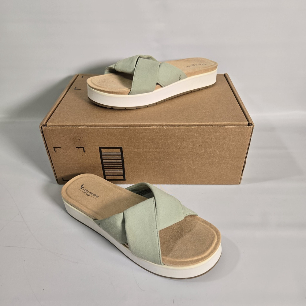 Koolaburra by UGG Carenza Twist Slide Sandals Green Size 8 NIB Platform Vacation